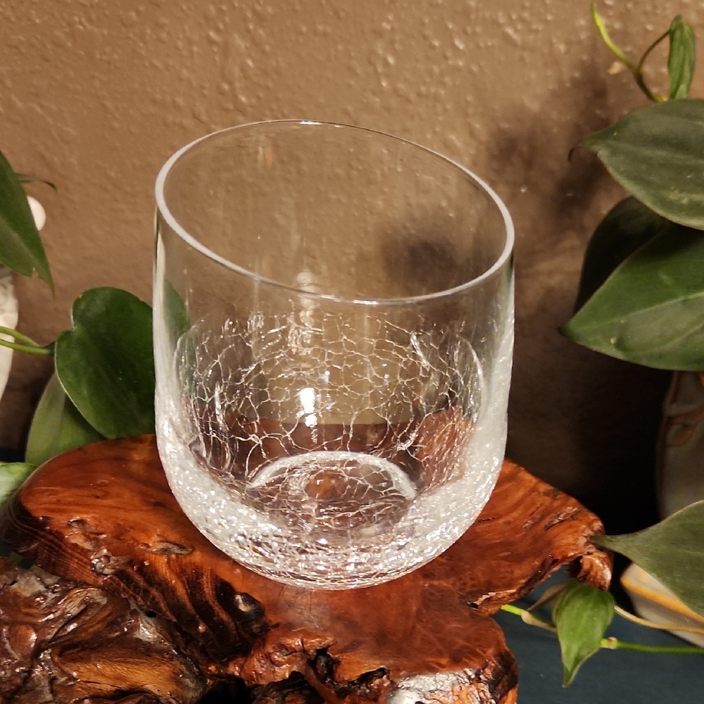 Pier 1 Crackle Angled Rim Glass Tumbler--ONE ONLY - Picture 2 of 8